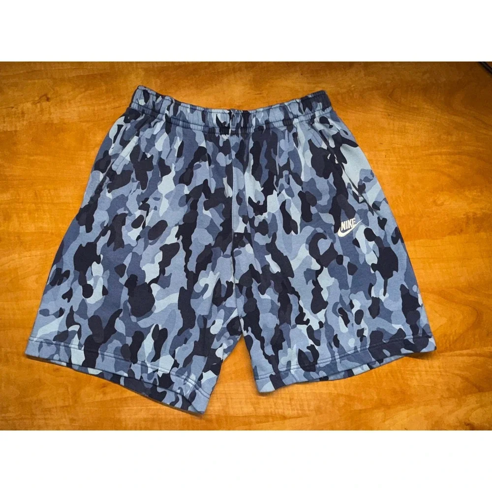 Nike Mens Sportswear Club Fleece Camo Shorts Blue Camouflage Small BV2838-410‎